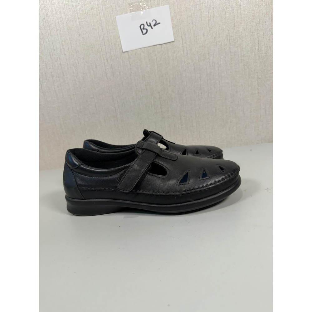 SAS Roamer EZ Strap Walking Shoe Black Women's Size 9W Slip-On